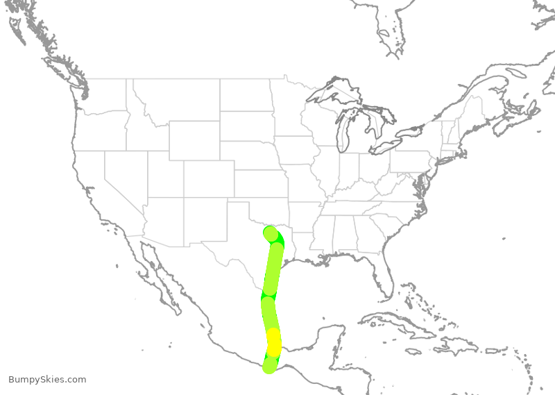 Turbulence forecast map for ENY4059, PXM to DFW