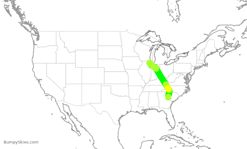 Turbulence forecast map for ENY4062, AGS to ORD