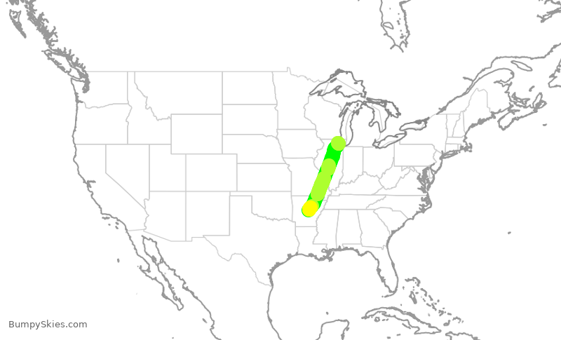 Turbulence forecast map for ENY4062, LIT to ORD
