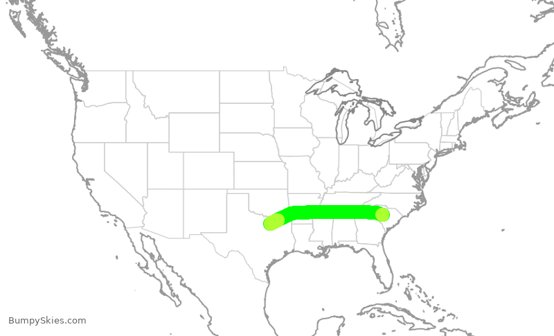 Turbulence forecast map for ENY4066, CAE to DFW