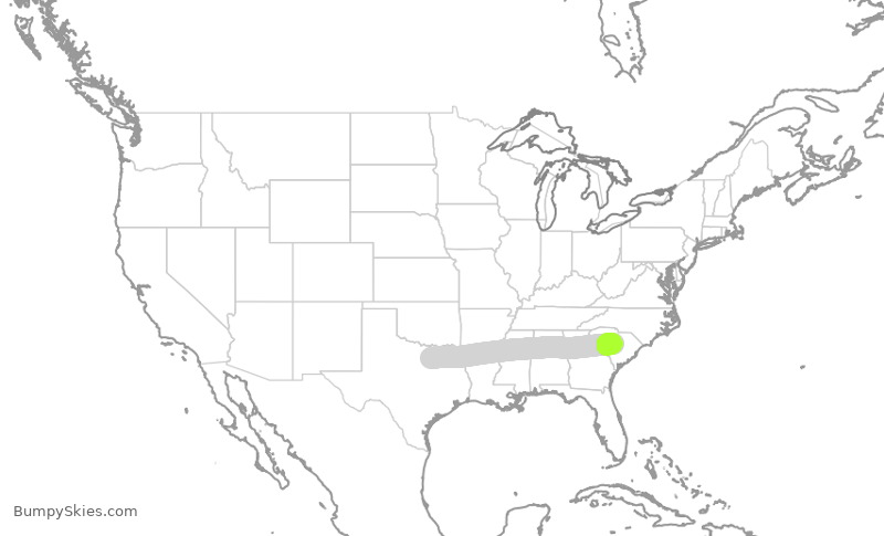 Turbulence forecast map for ENY4066, DFW to CAE