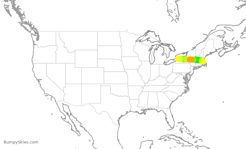 Turbulence forecast map for ENY4068, BUF to BOS