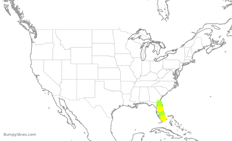 Turbulence forecast map for ENY4069, MIA to JAX