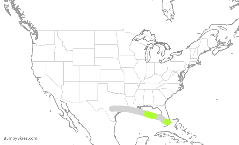 Turbulence forecast map for ENY4069, SAT to MIA