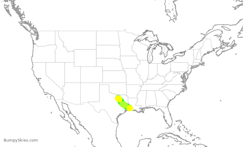 Turbulence forecast map for ENY4074, LCH to DFW