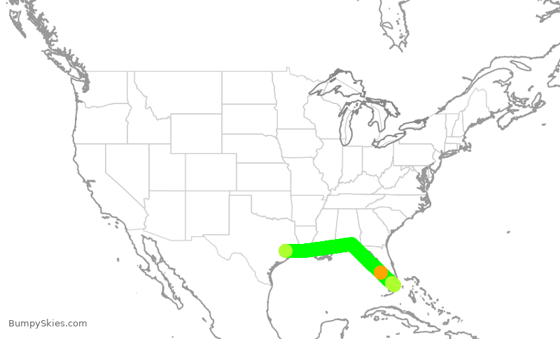 Turbulence forecast map for ENY4075, IAH to MIA