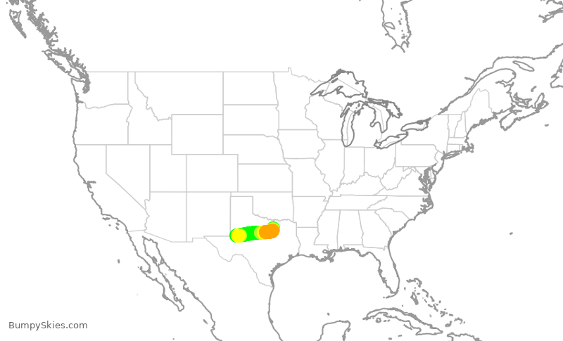 Turbulence forecast map for ENY4075, MAF to DFW
