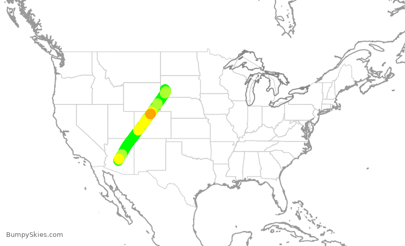 Turbulence forecast map for ENY4076, PHX to RAP
