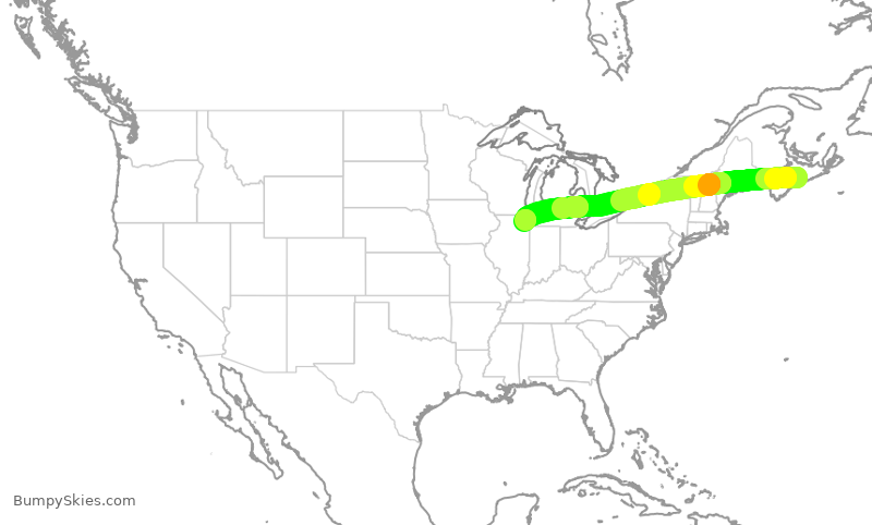 Turbulence forecast map for ENY4077, YHZ to ORD