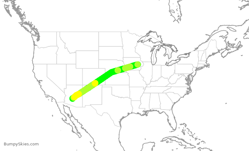 Turbulence forecast map for ENY4081, CID to PHX