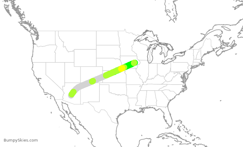 Turbulence forecast map for ENY4081, PHX to CID