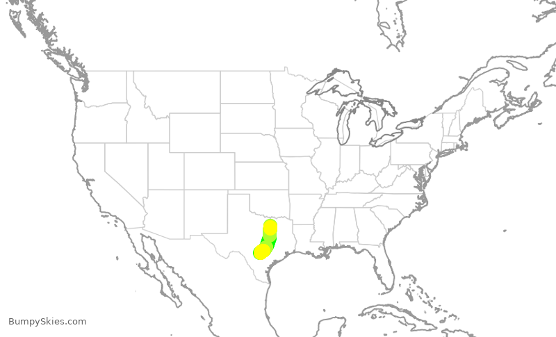 Turbulence forecast map for ENY4084, DFW to SAT