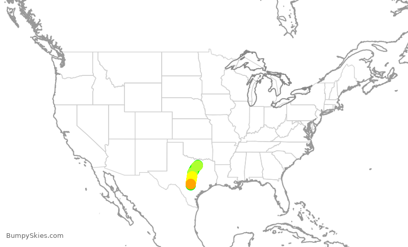 Turbulence forecast map for ENY4084, SAT to DFW