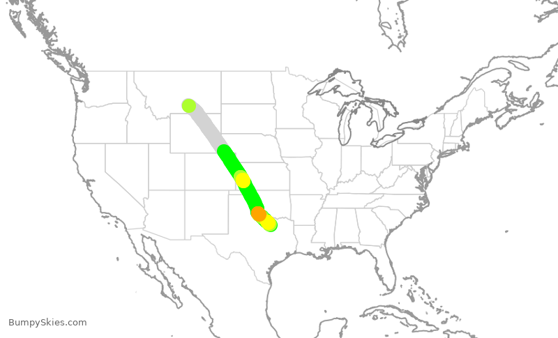 Turbulence forecast map for ENY4095, BIL to DFW