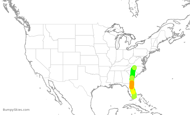 Turbulence forecast map for ENY4096, GSO to MIA