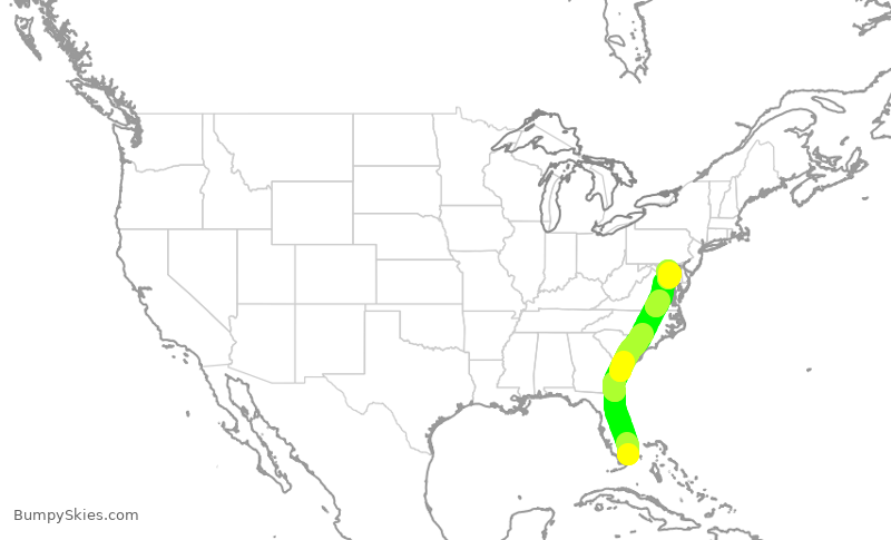 Turbulence forecast map for ENY4096, MIA to BWI