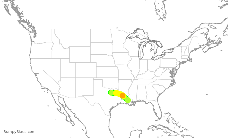 Turbulence forecast map for ENY4097, DFW to BTR