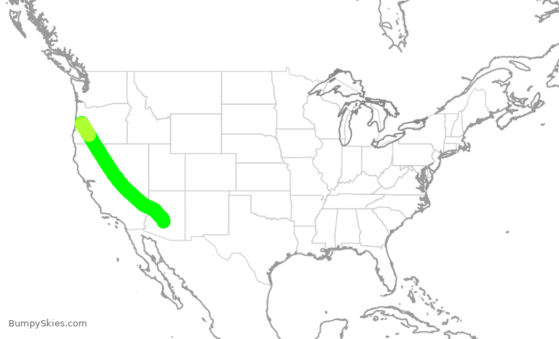 Turbulence forecast map for ENY4097, PHX to EUG