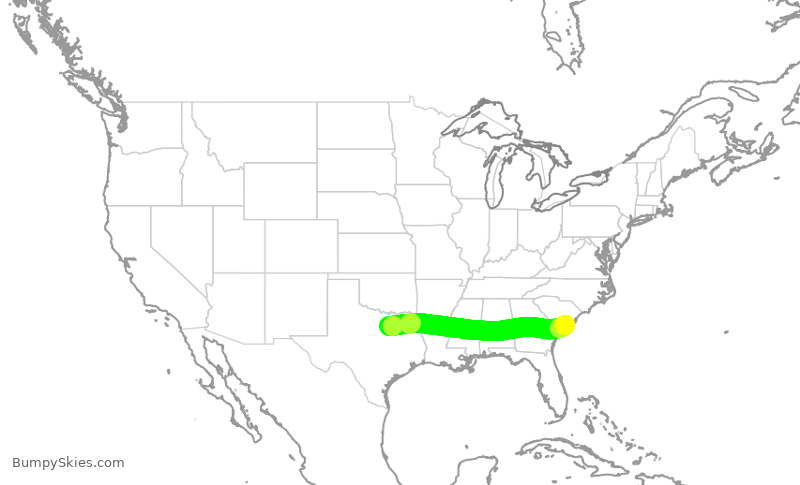 Turbulence forecast map for ENY4100, DFW to CHS