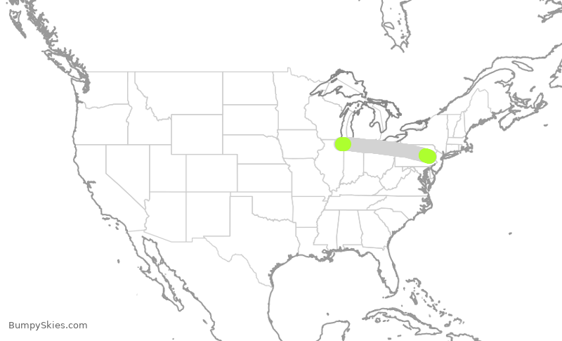 Turbulence forecast map for ENY4100, ORD to ABE
