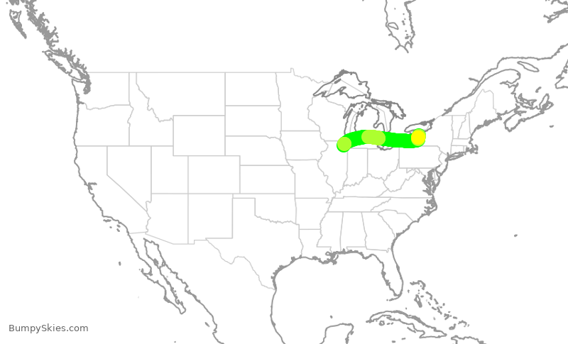 Turbulence forecast map for ENY4104, ROC to ORD