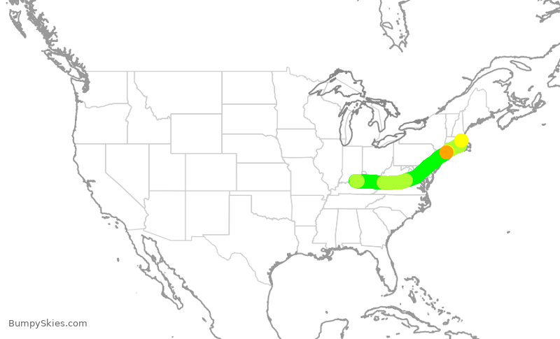 Turbulence forecast map for ENY4110, SDF to BOS