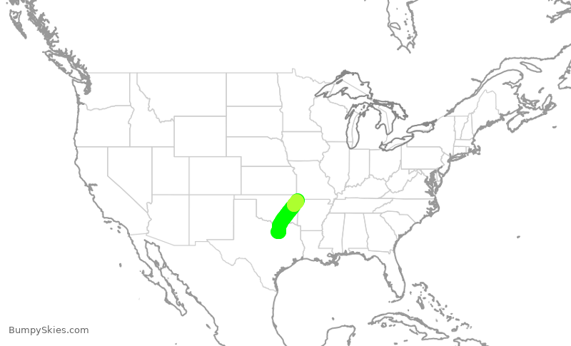 Turbulence forecast map for ENY4111, DFW to XNA