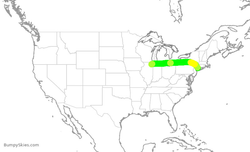 Turbulence forecast map for ENY4112, ORD to HPN