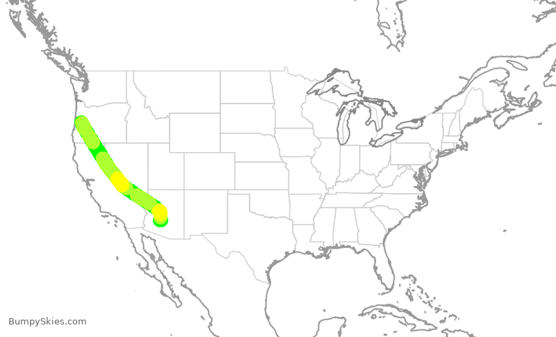 Turbulence forecast map for ENY4114, EUG to PHX