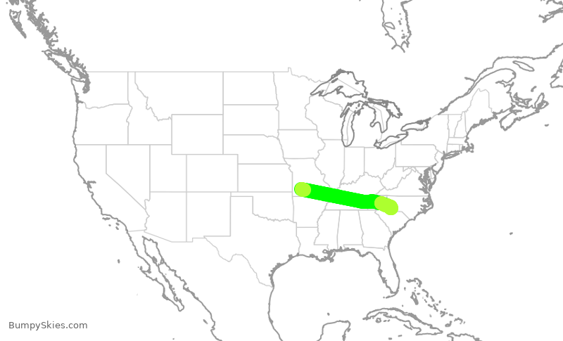Turbulence forecast map for ENY4114, SGF to CLT