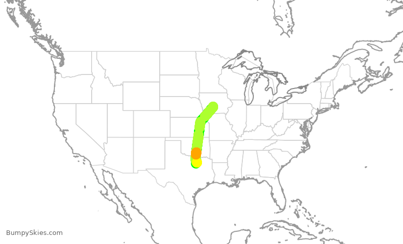 Turbulence forecast map for ENY4116, DFW to DSM