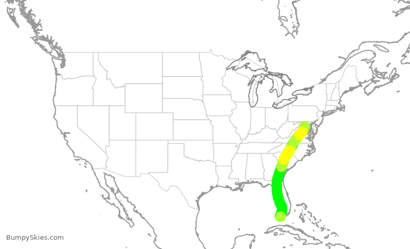 Turbulence forecast map for ENY4117, DCA to EYW