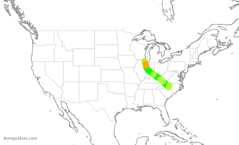 Turbulence forecast map for ENY4118, ORD to GSO