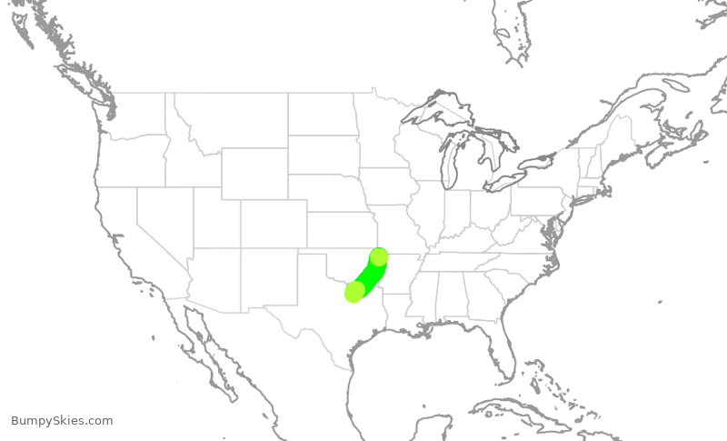 Turbulence forecast map for ENY4118, XNA to DFW