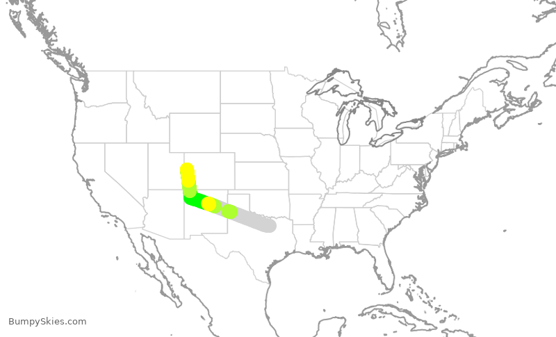 Turbulence forecast map for ENY4123, DFW to GJT