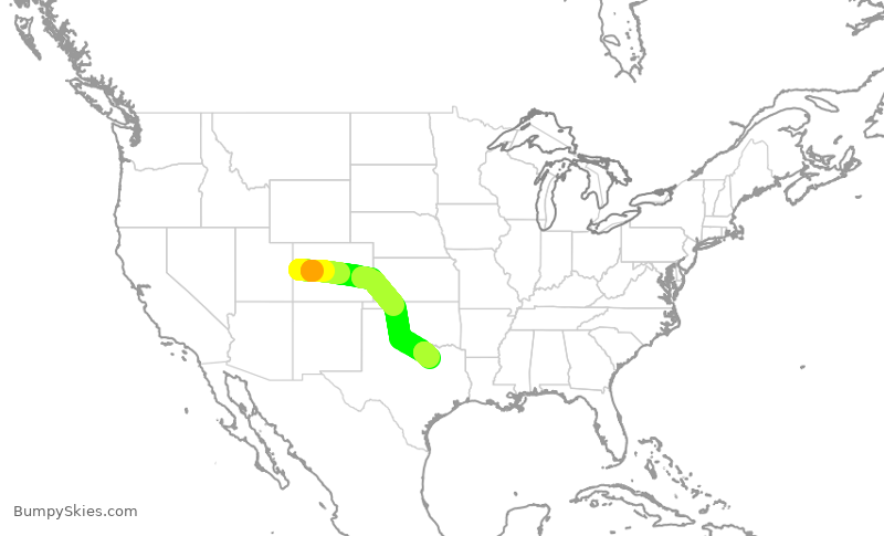 Turbulence forecast map for ENY4123, GJT to DFW