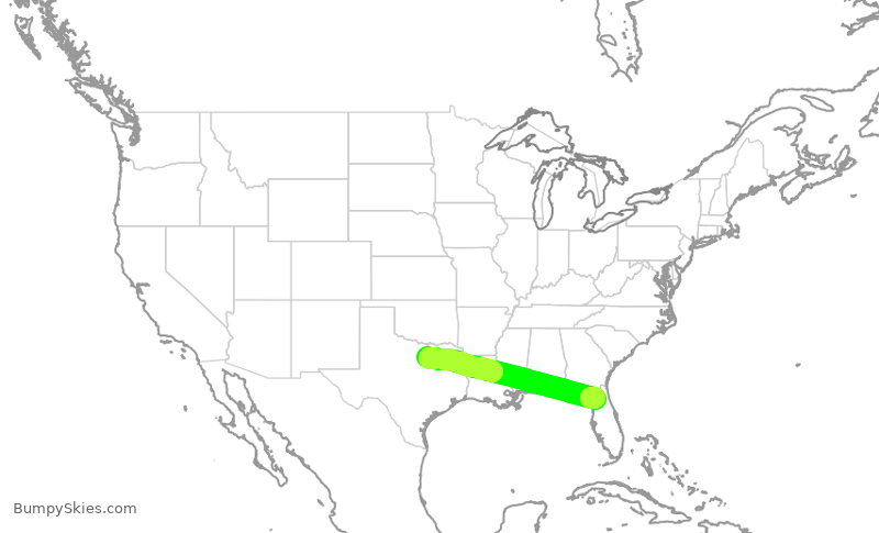 Turbulence forecast map for ENY4125, DFW to GNV