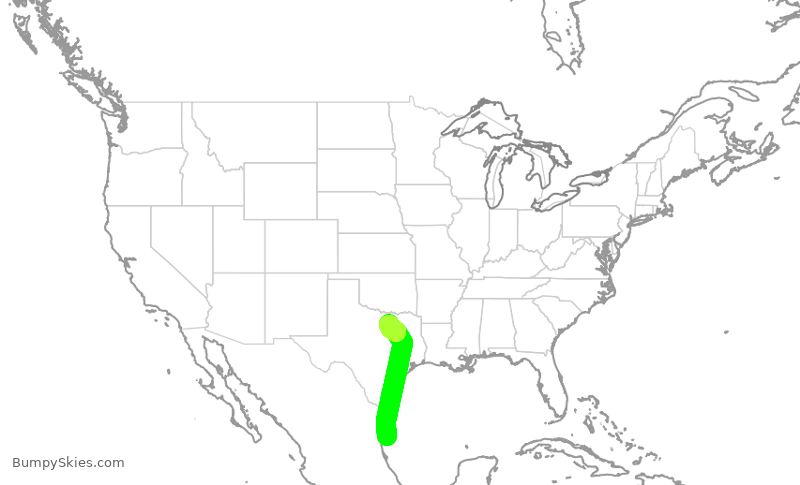 Turbulence forecast map for ENY4125, MMTL to DFW