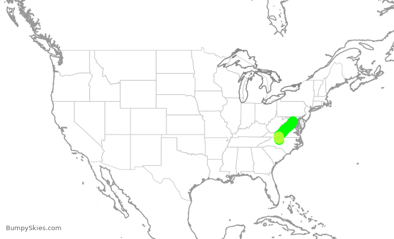 Turbulence forecast map for ENY4127, DCA to GSO