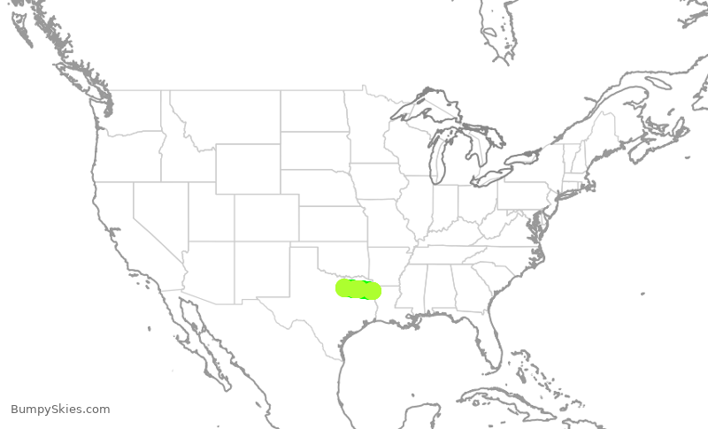 Turbulence forecast map for ENY4128, DFW to SHV