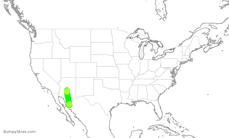 Turbulence forecast map for ENY4130, PHX to MHO