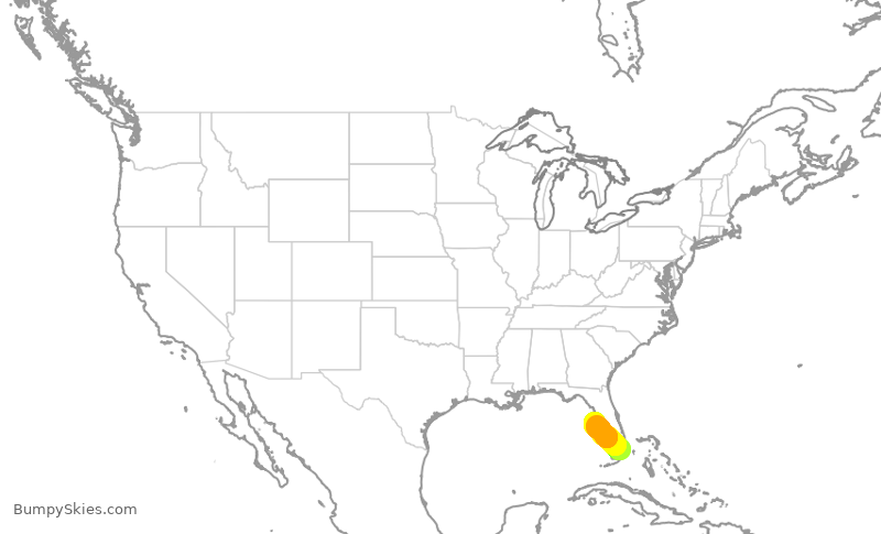 Turbulence forecast map for ENY4133, MIA to TPA