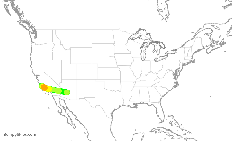 Turbulence forecast map for ENY4134, PHX to SBP