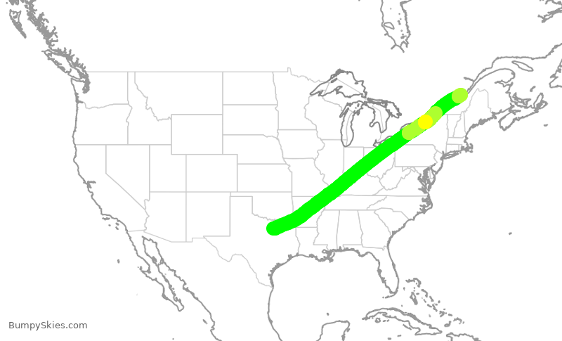 Turbulence forecast map for ENY4136, DFW to YQB