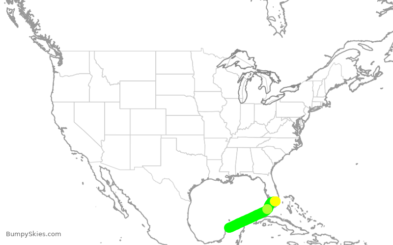 Turbulence forecast map for ENY4138, MIA to MMD