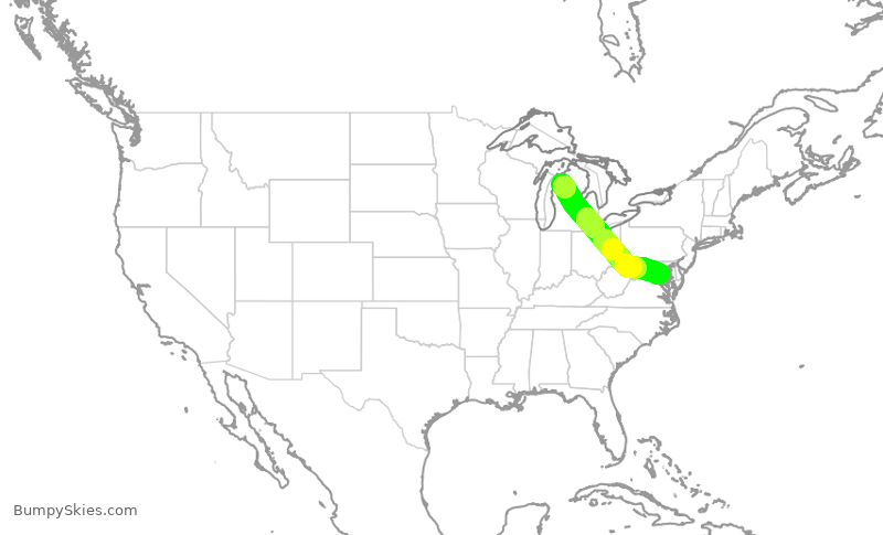 Turbulence forecast map for ENY4138, TVC to DCA