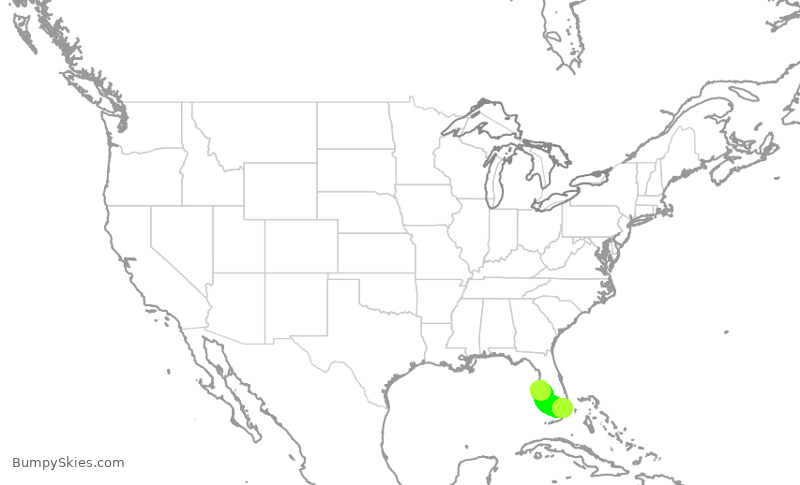 Turbulence forecast map for ENY4139, SRQ to MIA