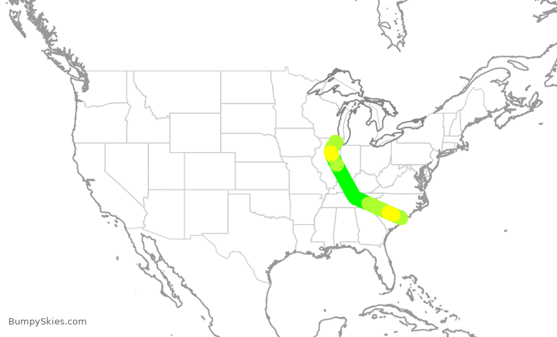 Turbulence forecast map for ENY4146, MYR to ORD