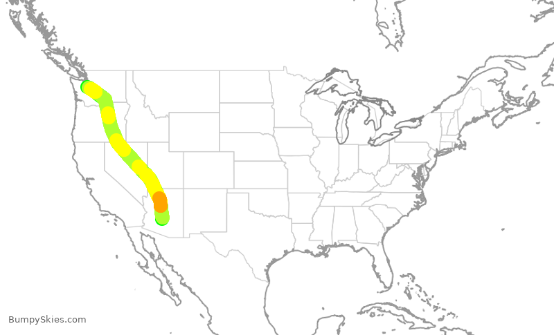 Turbulence forecast map for ENY4149, PHX to SEA