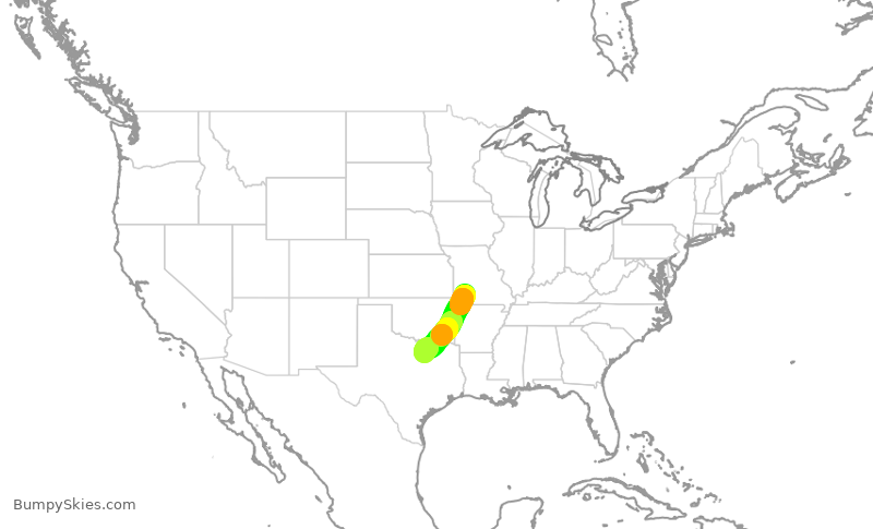 Turbulence forecast map for ENY4152, SGF to DFW